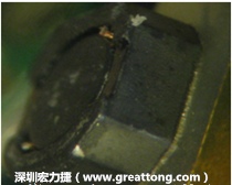 使用銀(Ag)鍍層的電源電感器(Power Inductors)，經(jīng)過推力測試后，零件端點(diǎn)上已經(jīng)看不到任何鍍層的痕跡了，所以其耐推力就比較小。