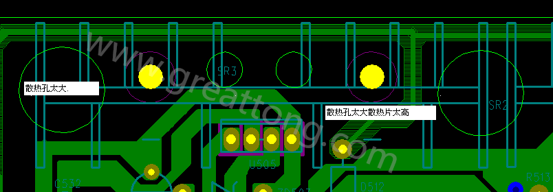 PCB設(shè)計中，散熱孔散熱片設(shè)計不當(dāng)，造成很多電源板斷裂