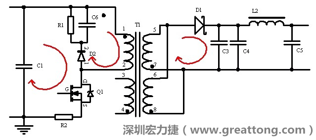 元件布局的時(shí)候，要優(yōu)先考慮高頻脈沖電流和大電流的環(huán)路面積，盡可能地減小,以抑制開關(guān)電源的輻射干擾