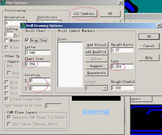 轉(zhuǎn)孔圖時(shí)也需在Customize Document欄點(diǎn)擊Option，在彈出的Plot Options-窗口中選擇Drill Symbols