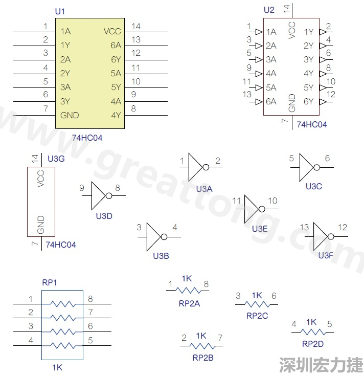圖1 半導(dǎo)體元件供應(yīng)商所畫的電路圖符號是模擬元件的接腳圖，而非訊號流程。