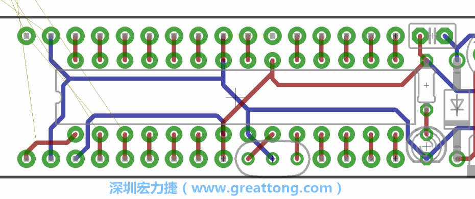 如果可以的話盡量讓接地線保持在電路板的背面，這樣它們就可以在可能范圍內(nèi)和最大的接地面連結(jié)在一起。