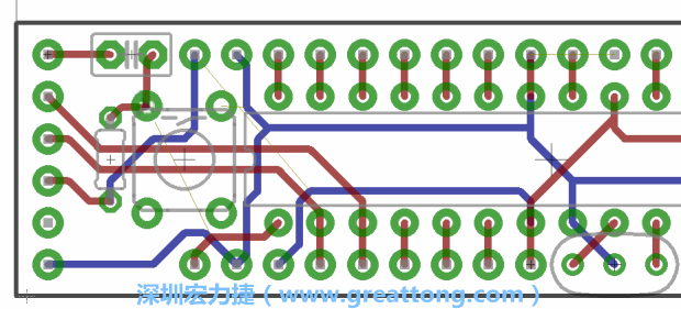 4.2. 然后在電路板的背面進(jìn)行布線。