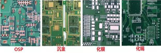 表面工藝分：熱風(fēng)整平，沉金， 化銀， 化錫， OSP 等幾種表面工藝
